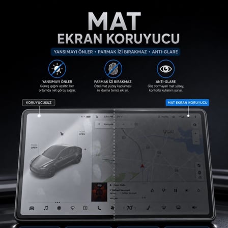 Tesla Model Y İle Uyumlu Mat Ekran Koruyucu 16 İnç Multimedya, 9H Esnek Nano Cam, Anti Glare, Yansıma Ve Parlama Azaltıcı