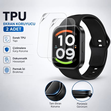 Xiaomi Redmi Watch 6 Active İle Uyumlu Ekran Koruyucu TPU, Tam Kaplayan Akıllı Saat Koruması 2 Adet, Çizilmeye Dayanıklı Şeffaf Koruma