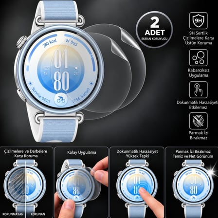 Huawei Watch GT 7 41 mm İle Uyumlu Ekran Koruyucu TPU, Tam Kaplayan Akıllı Saat Koruması 2 Adet, Çizilmeye Dayanıklı Şeffaf Koruma