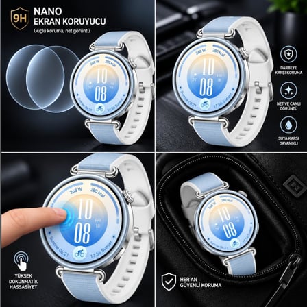 Huawei Watch GT 7 41 mm İle Uyumlu Ekran Koruyucu Nano Parlak Çizilmeye Dayanıklı Akıllı Saat Koruması, 9H Kırılmaz Esnek Cam, Hd Şeffaf 2 Adet