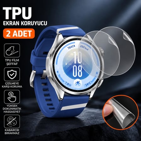 Huawei Watch GT 7 46mm İle Uyumlu Ekran Koruyucu TPU 2 Adet, Tam Kaplayan Şeffaf ve Çizilmeye Dayanıklı