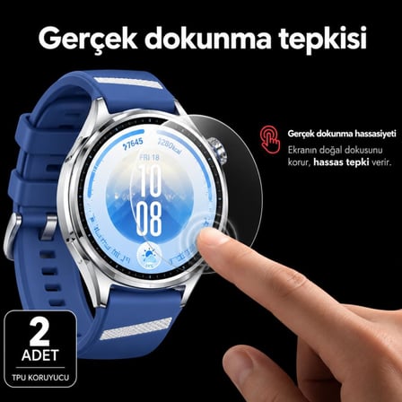 Huawei Watch GT 7 46mm İle Uyumlu Ekran Koruyucu TPU 2 Adet, Tam Kaplayan Şeffaf ve Çizilmeye Dayanıklı