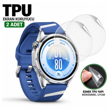 Huawei Watch GT 7 46mm İle Uyumlu Ekran Koruyucu TPU 2 Adet, Tam Kaplayan Şeffaf ve Çizilmeye Dayanıklı