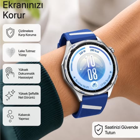 Huawei Watch GT 7 46mm İle Uyumlu Ekran Koruyucu Nano Parlak, 9H Kırılmaz Esnek Cam, Çizilmeye Dayanıklı, HD Şeffaf 2 Adet