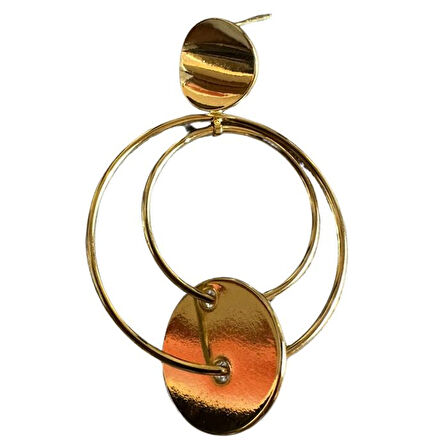 Uretti - İREM 3914 0451 Altın Renk Çift Halkalı Küpe
