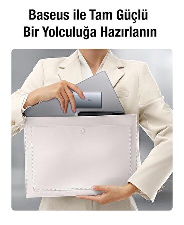 Baseus Super Şarj Ultra İnce 65W Şarj Adaptörü ve 100W Type C Kablo Laptop Notebook Macbook Şarj Seti 
