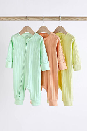 Next Baby % 100 Pamuklu Neon 3’lü Tulum Set