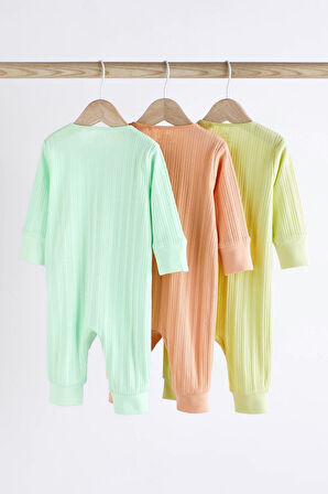 Next Baby % 100 Pamuklu Neon 3’lü Tulum Set