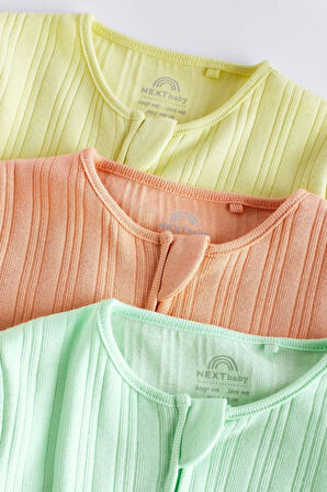 Next Baby % 100 Pamuklu Neon 3’lü Tulum Set