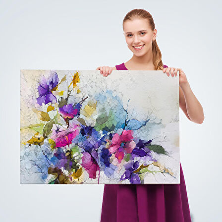 Modern Sanat Soyut Çiçekler Dekoratif Kanvas Duvar Tablo-3650