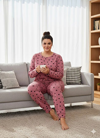 KADIN PEMBE PENYE PİJAMA TAKIMI