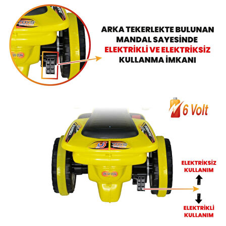 Uj Toys Müzikli ve Led Işıklı Akülü Atv 6V Ranger-Sarı