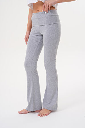 Kadın Pantolon İspanyol Paça Jarse Pamuklu Pantolon YÜKSEK-BEL-PANTOLON