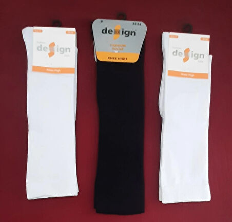 Dizaltı Kız Çocuk Okul Çorabı 3'lü Paket Ayak Numarası 32-34