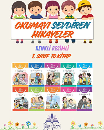 1. Sınıf Okumayı Sevdiren Renkli Resimli Hikayeler 3 - 10 Kitap
