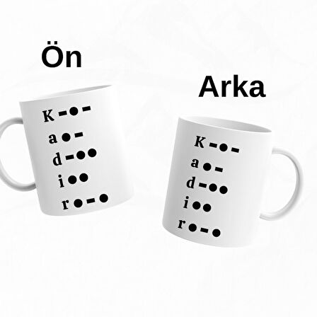 Kişiye Özel Mors Alfabesi Tasarımlı Kupa Bardak