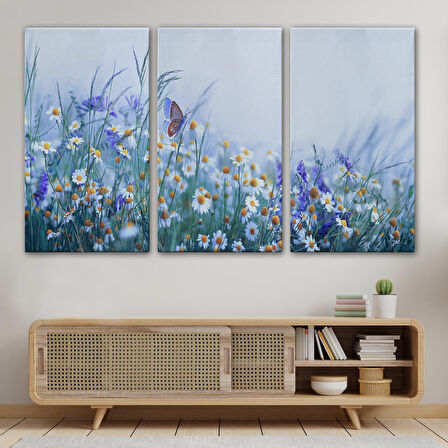 Kır Çiçekleri Ve Papatyalar Dekoratif Kanvas Tablo-3653