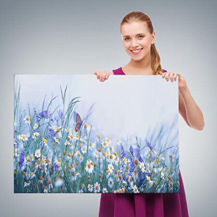 Kır Çiçekleri Ve Papatyalar Dekoratif Kanvas Tablo-3653