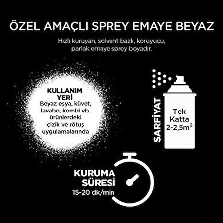Polisan Akrilik Sprey Boya 400 ml Ö.A Emaye Beyaz