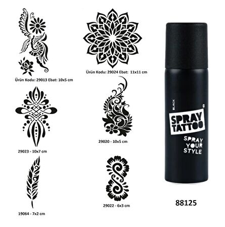 Kadın Sembolleri Spray Tattoo Geçici Dövme Yapma Seti Dark Siyah 