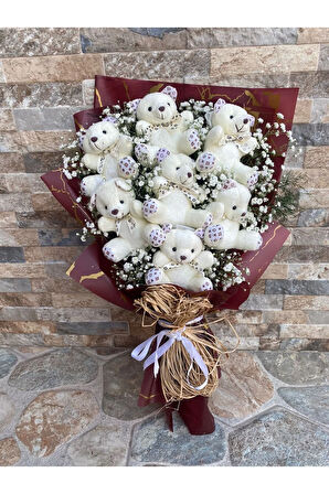 Tasarım Beyaz Ayıcık Buketi