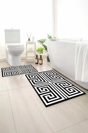 2 li Banyo Paspası, Yumuşak Banyo Halısı, Kaymaz Tabanlı, Yıkanabilir - 60x100 - 50 x60