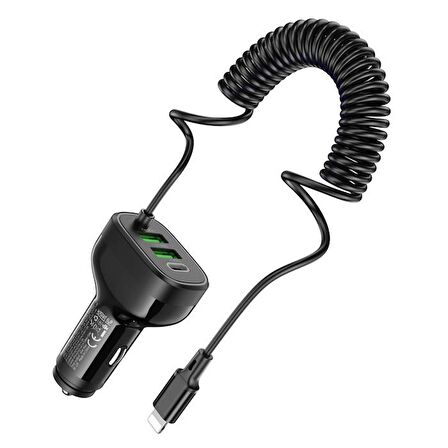Coofbe Hc Seri Araç Şarj İstasyonu 30W 2 USB+ Type-C Girişli Araç Şarjı Araç Çakmaklık Şarjı Set