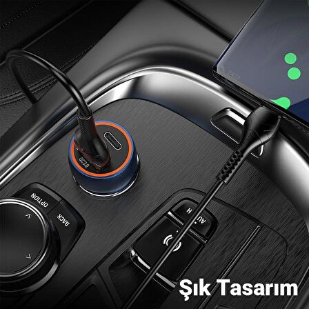 Coofbe Hc Seri Turbo Şarj 20W Araç Şarjı USB + Type-C Girişli QC3.0 Araç Çakmaklık Şarj Başlığı
