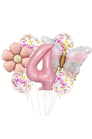 MAKARON KELEBEK FOLYO PAPATYA YAŞ BALON SET
