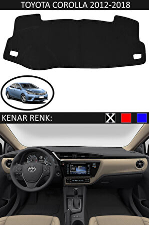 Toyota Coralla 2012-2018 Için Uygun Torpido Koruma Halısı Siyah Kenar Renk Siyah