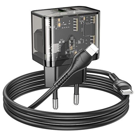 Coofbe Lightning - Type-C 20 Watt Hızlı Şarj Aleti Siyah