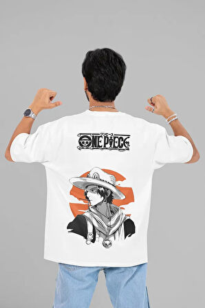 One Piece Baskılı Unisex Oversize Anime Karakter Tişört