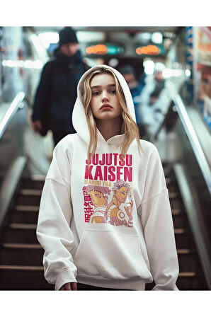 Jujutsu Kaisen Itadori Yuji Baskılı Unisex Oversize Anime Hoodie