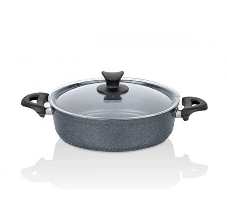 heyf Taç Master Cook Granit Basık Tencere 24 Cm Uzay Grisi