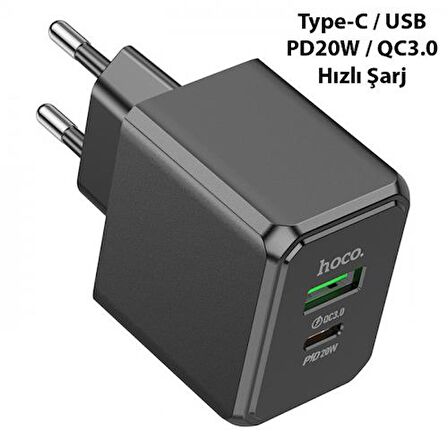 Coofbe Type-C 20 Watt Hızlı Şarj Aleti Siyah