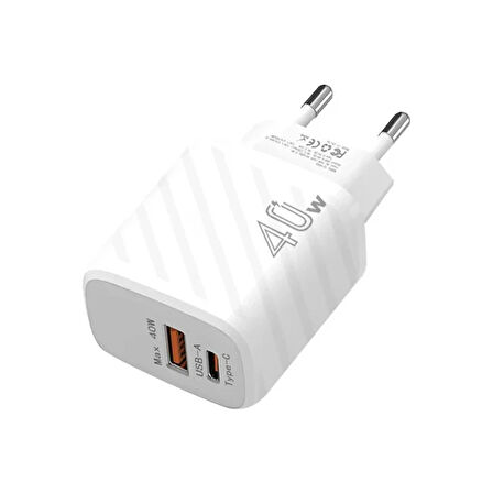 ALLY TE-PD08 40W Type-C + USB QC3.0 PD Hızlı Şarj Adaptörü Şarj Başlığı