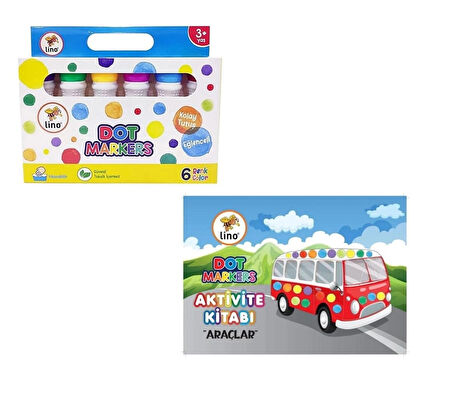 Dot Markers 6’lı Yıkanabilir Kalem ve Boya Kitabı Araçlar