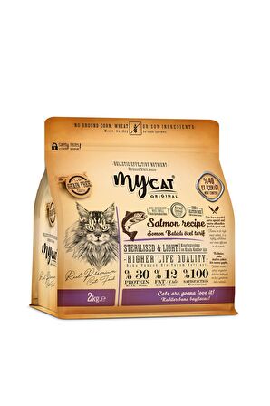 Mycat %70 Tahılsız Sterilised Somonlu Özel Tarif Kısırlaştırılmış Yetişkin Kedi Maması 2 KG