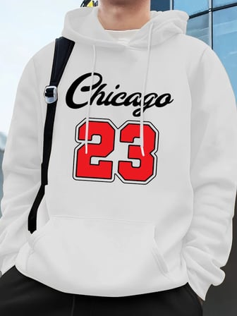 Chicago 23 Mektup Baskı Kapüşonlular Erkek Sportif Gevşek Kazaklar Kış Polar Sıcak Kazak Koşu