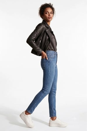 Kadın 721 Yüksel Bel Skinny Fit dar paça ince esnek kumaş Kadın Jean Pantolon-0470 Mavi / 27/28
