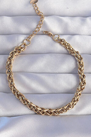 HEYF 316L Çelik Gold Renk Burgu Zincir Bileklik