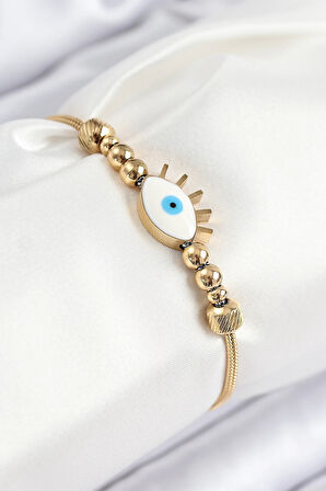 HEYF 316L Çelik Göz Charm Model Gold Renk Kadın Bileklik