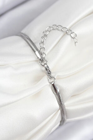 HEYF Pirinç Zirkon Taşlı Yonca Model Gümüş Renk Kadın Bileklik