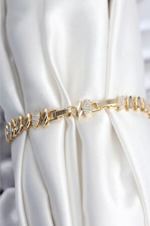 HEYF Pirinç VIP Seri Gold Renk Arpa Model Kadın Bileklik