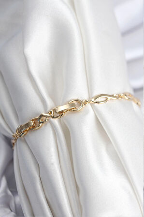 HEYF Pirinç VIP Seri Gold Renk Sıralı Damla Model Kadın Bileklik