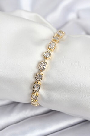 HEYF Pirinç VIP Seri Zirkon Taşlı Gold Renk Kadın Bileklik