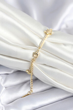 HEYF Pirinç Gold Renk Yıldız Model Kadın Bileklik