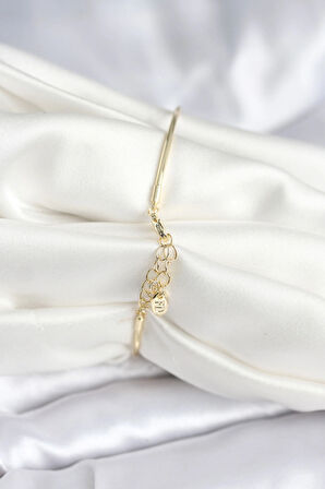 HEYF Pembe Zirkon Taşlı Kalp Model Gold Renk Kadın Bileklik