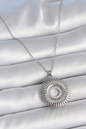 HEYF 316L Çelik Gümüş Renk Zincir Zirkon Taşlı Nova Yıldız Model Kadın Kolye