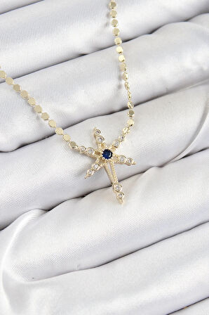 HEYF Pirinç Zirkon Taşlı Kutup Yıldızı Model Ezme Zincir Gold Renk Kadın Kolye